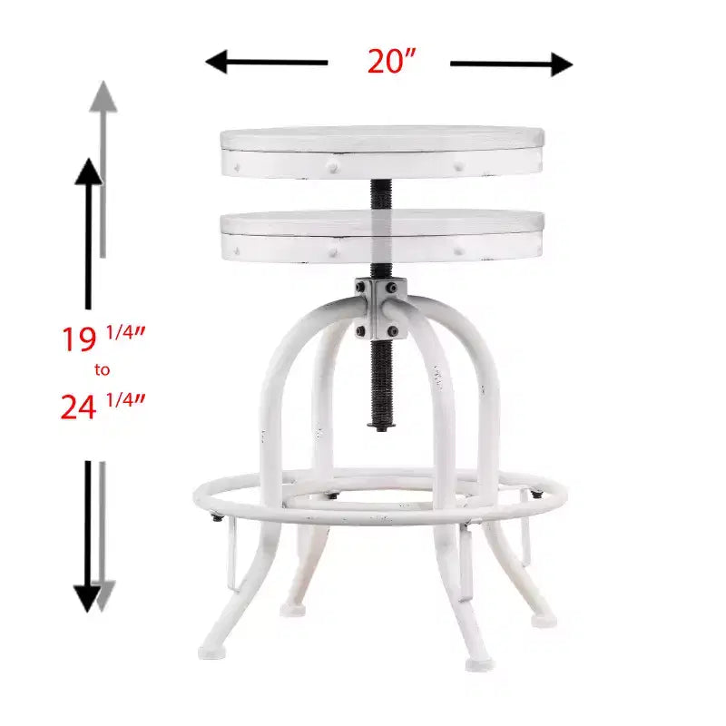 Industrial Adjustable Height Swiveling Stool - White - SEI