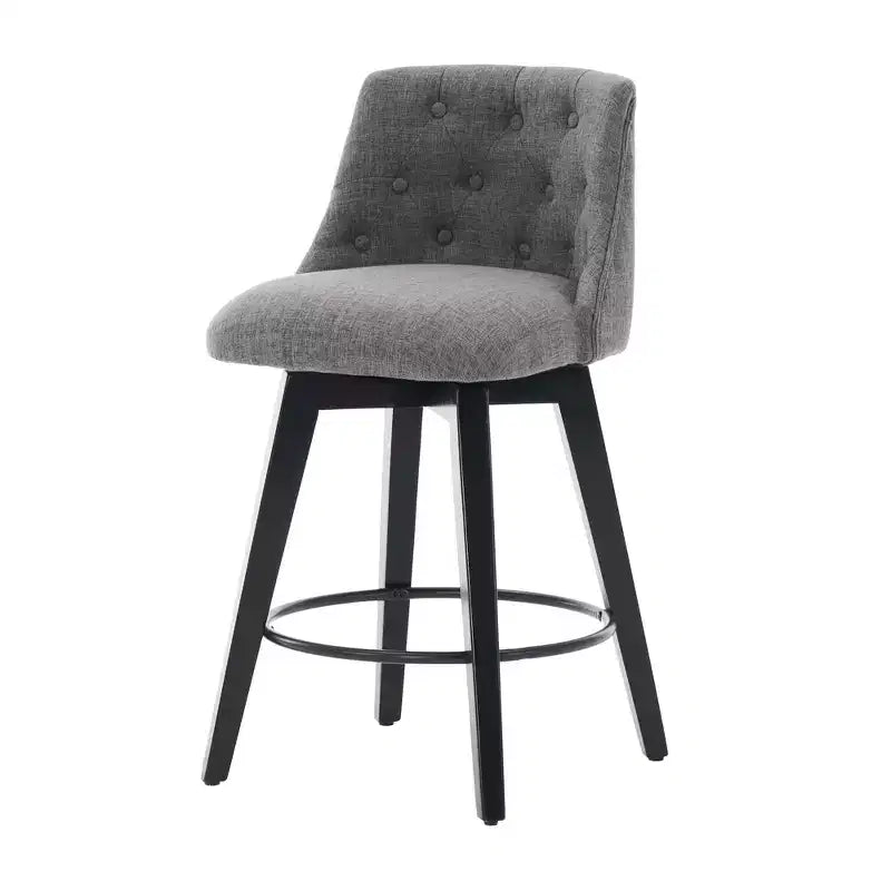 Lot de 2 tabourets de bar pivotants, tabourets de comptoir rembourrés en lin avec dossier capitonné, tabourets de pub pour chaise de salle à manger, blanc/gris foncé-Modernluxe