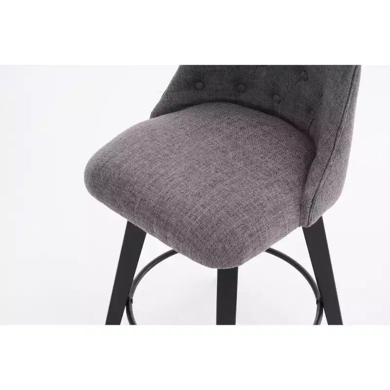 Lot de 2 tabourets de bar pivotants, tabourets de comptoir rembourrés en lin avec dossier capitonné, tabourets de pub pour chaise de salle à manger, blanc/gris foncé-Modernluxe