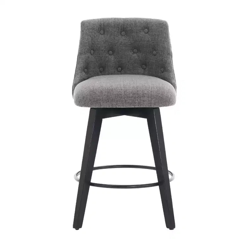 Lot de 2 tabourets de bar pivotants, tabourets de comptoir rembourrés en lin avec dossier capitonné, tabourets de pub pour chaise de salle à manger, blanc/gris foncé-Modernluxe