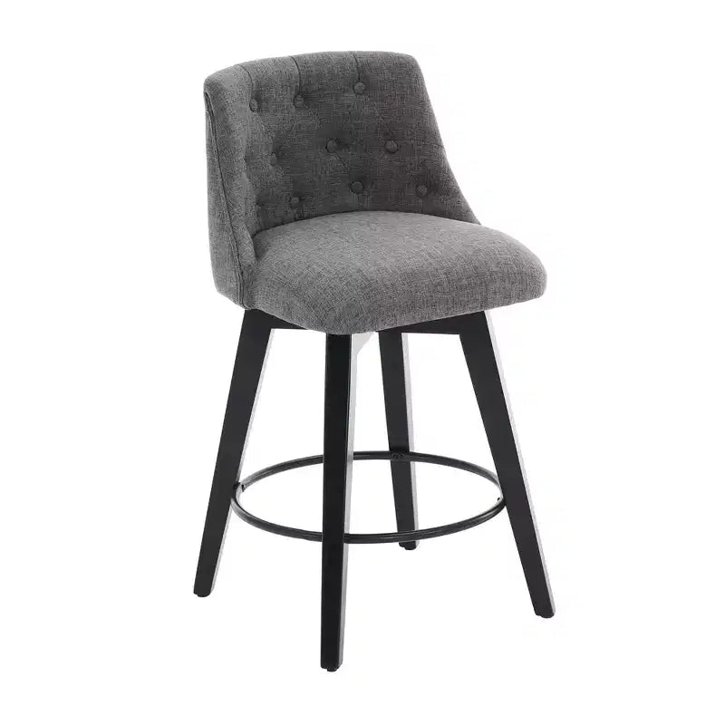 Lot de 2 tabourets de bar pivotants, tabourets de comptoir rembourrés en lin avec dossier capitonné, tabourets de pub pour chaise de salle à manger, blanc/gris foncé-Modernluxe