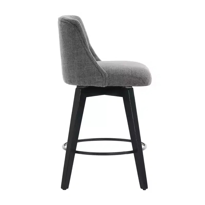 Lot de 2 tabourets de bar pivotants, tabourets de comptoir rembourrés en lin avec dossier capitonné, tabourets de pub pour chaise de salle à manger, blanc/gris foncé-Modernluxe