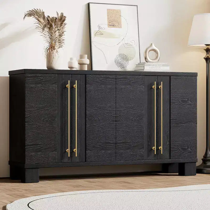 Merax Elegant Sideboard Buffet Cabinet with Adjustable Shelves & Gold Handles