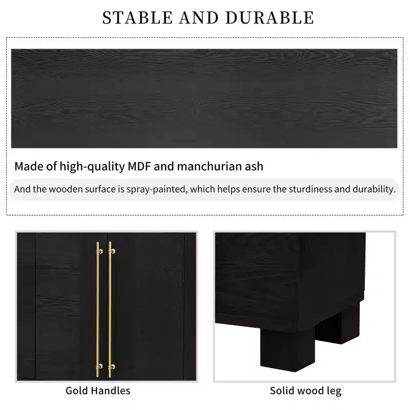 Merax Elegant Sideboard Buffet Cabinet with Adjustable Shelves & Gold Handles