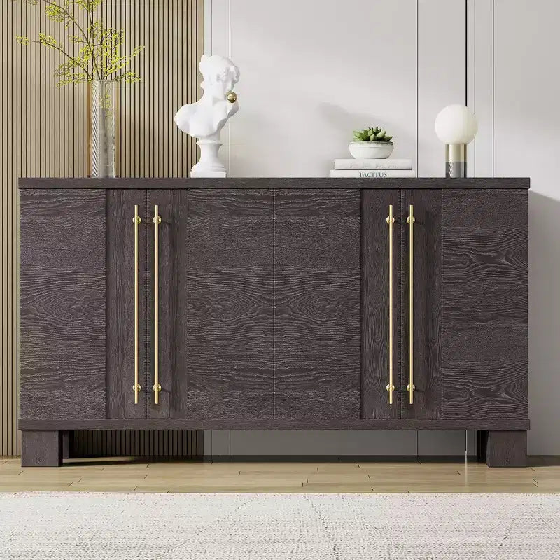 Merax Elegant Sideboard Buffet Cabinet with Adjustable Shelves & Gold Handles