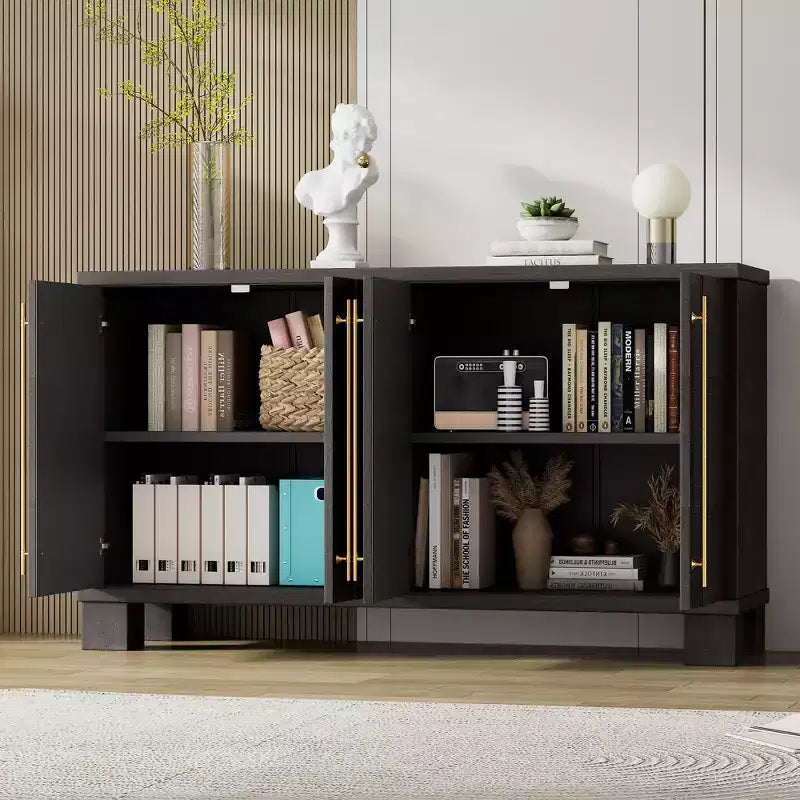 Merax Elegant Sideboard Buffet Cabinet with Adjustable Shelves & Gold Handles