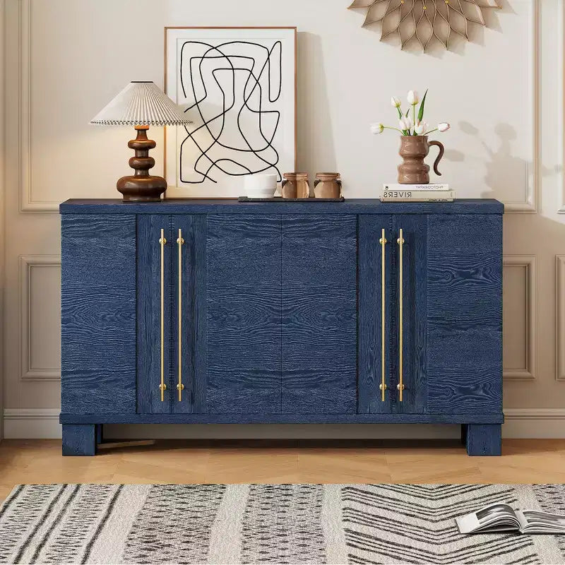 Merax Elegant Sideboard Buffet Cabinet with Adjustable Shelves & Gold Handles