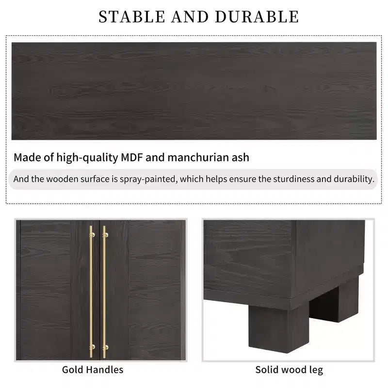 Merax Elegant Sideboard Buffet Cabinet with Adjustable Shelves & Gold Handles