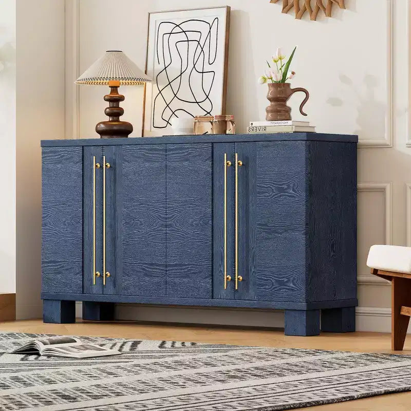 Merax Elegant Sideboard Buffet Cabinet with Adjustable Shelves & Gold Handles