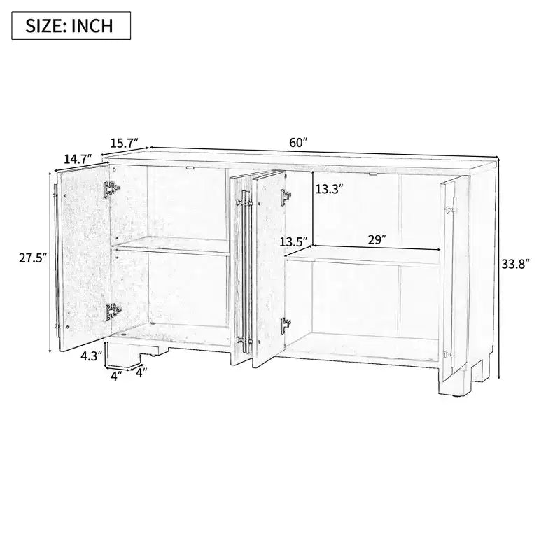 Merax Elegant Sideboard Buffet Cabinet with Adjustable Shelves & Gold Handles