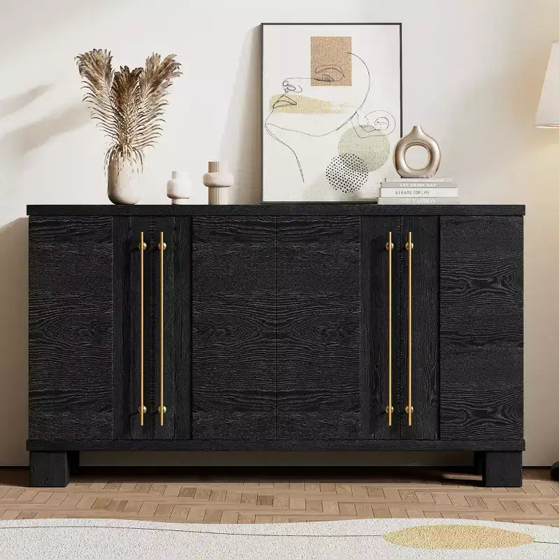 Merax Elegant Sideboard Buffet Cabinet with Adjustable Shelves & Gold Handles