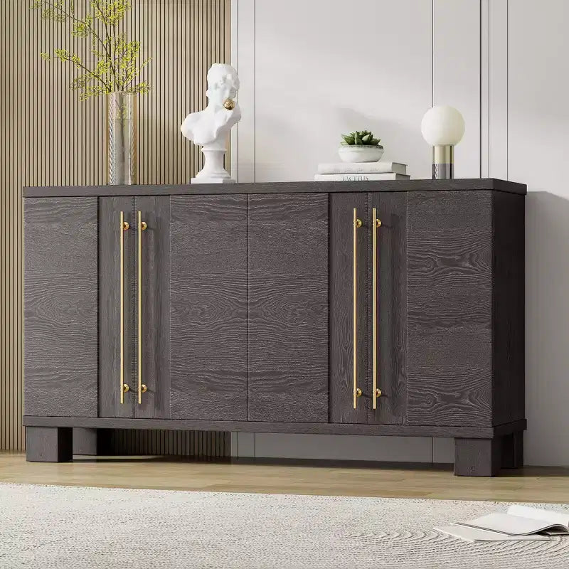 Merax Elegant Sideboard Buffet Cabinet with Adjustable Shelves & Gold Handles