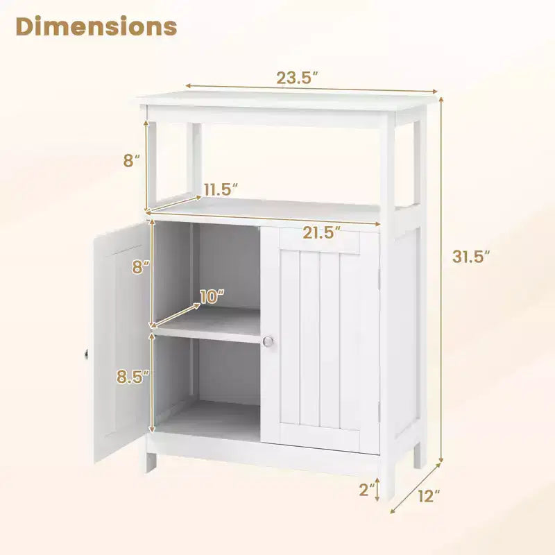 Costway Bathroom Floor Cabinet Freestanding Storage Organizer with 2 Doors Open Compartment Black/White