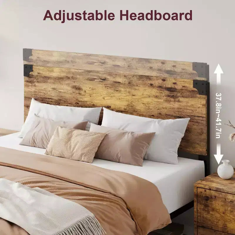Platform Bed Frame with Headboard & 4 Storage Drawers, Sturdy Quiet Metal Platform Bed Frame