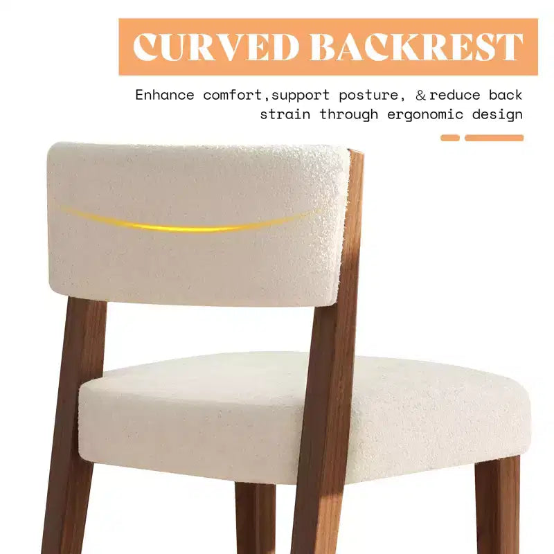 AMERLIFE Upholstered Dining Chairs, Mid-Century Modern Fabric Chairs with Curved Backrest and Pine Wood Legs