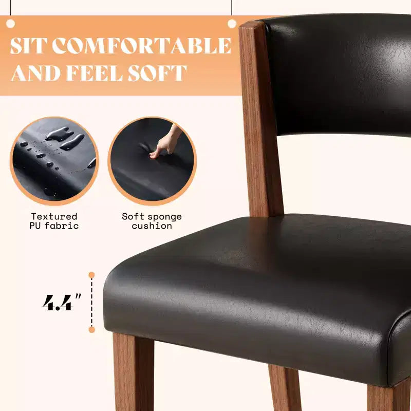 AMERLIFE Upholstered Dining Chairs, Mid-Century Modern Fabric Chairs with Curved Backrest and Pine Wood Legs