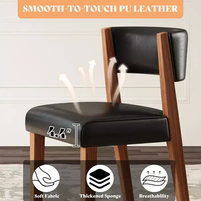 AMERLIFE Upholstered Dining Chairs, Mid-Century Modern Fabric Chairs with Curved Backrest and Pine Wood Legs