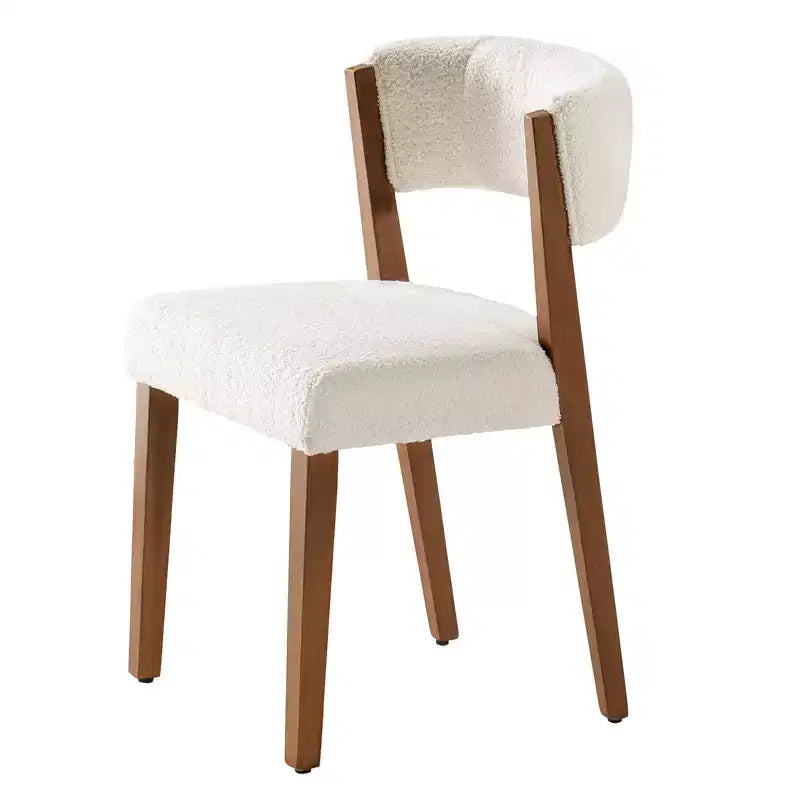 AMERLIFE Upholstered Dining Chairs, Mid-Century Modern Fabric Chairs with Curved Backrest and Pine Wood Legs
