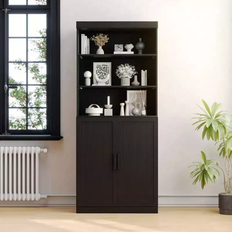 Large-capacity Glass Door Storage Cabinet, With A Stylish And Elegant Design Sense. It Is Both Practical And Beautiful