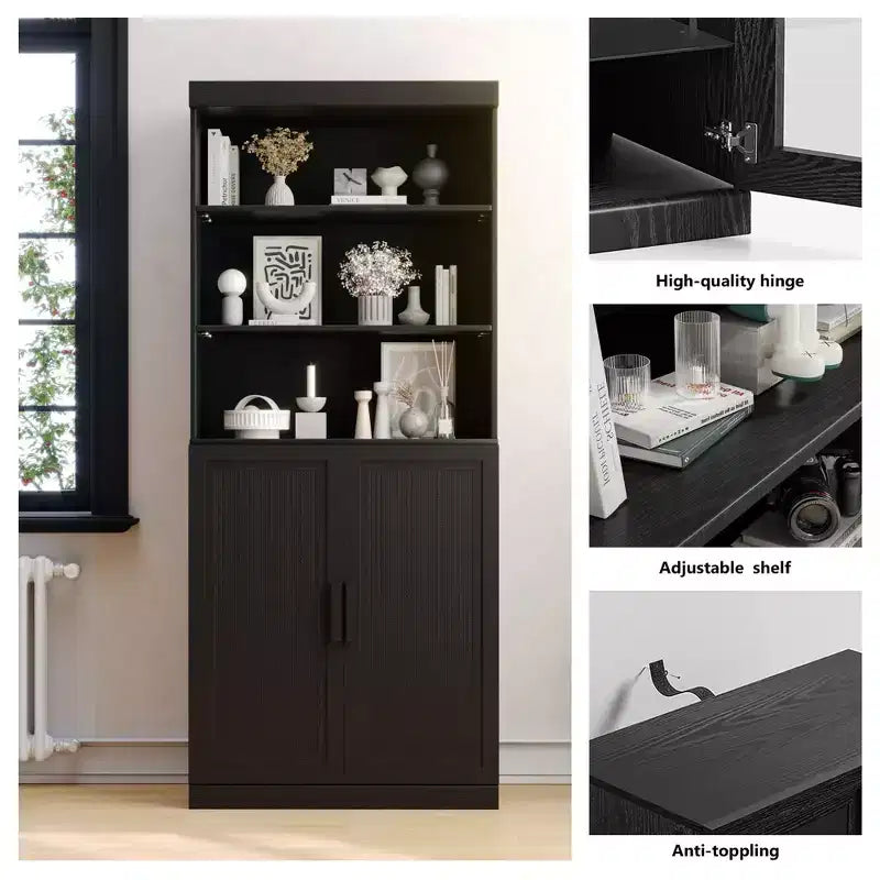 Large-capacity Glass Door Storage Cabinet, With A Stylish And Elegant Design Sense. It Is Both Practical And Beautiful