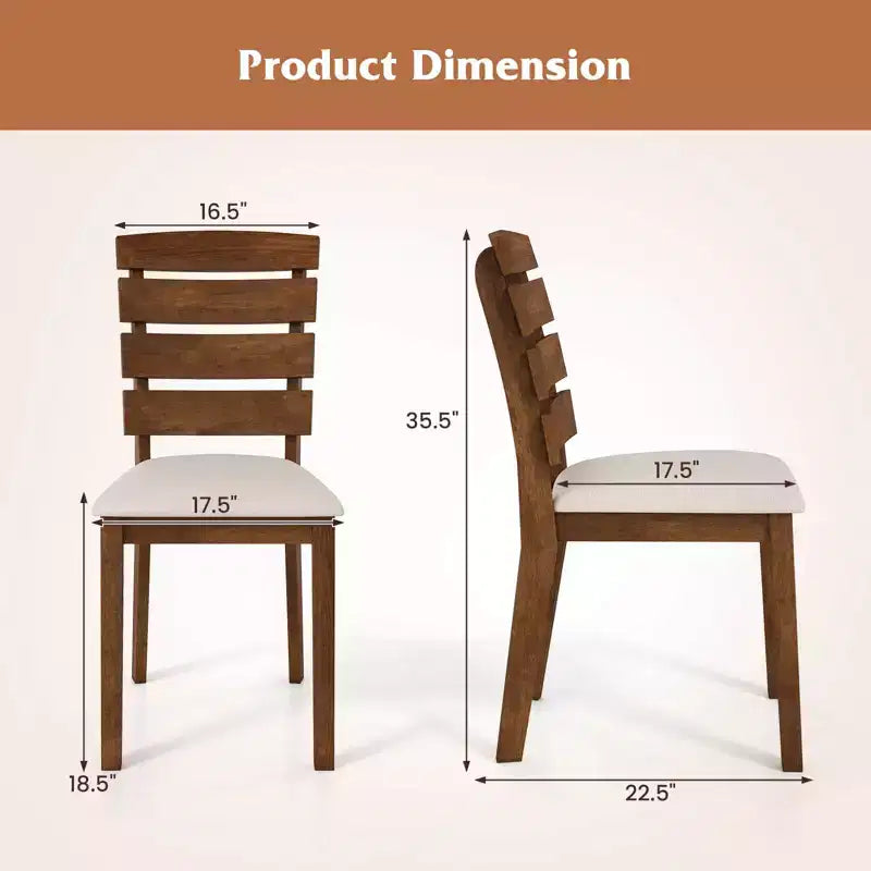 Costway Dining Chair Set of 2/4 Upholstered Kitchen Chair with Slatted High Backrest