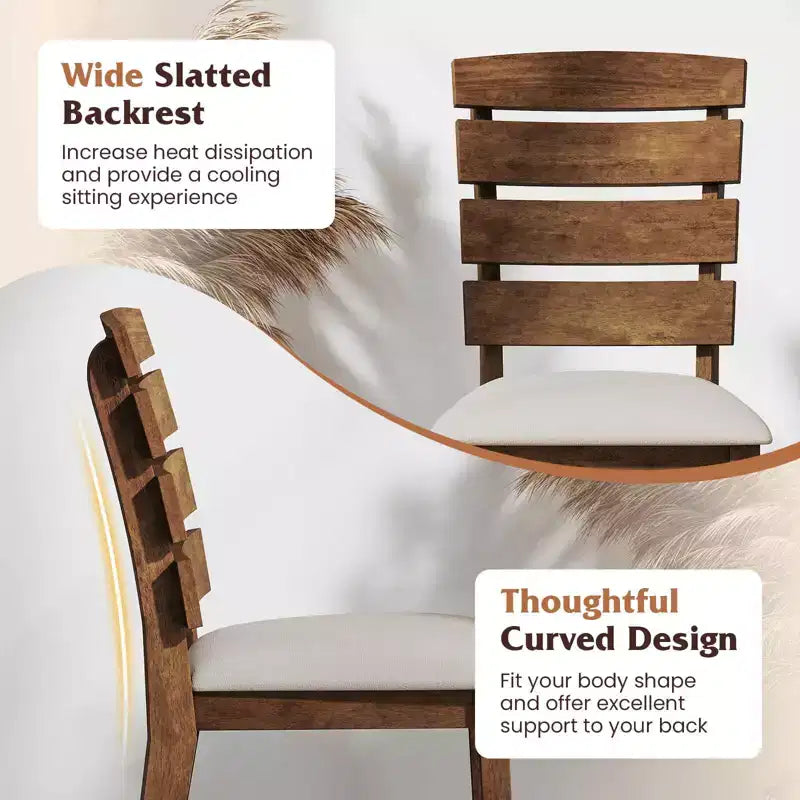 Costway Dining Chair Set of 2/4 Upholstered Kitchen Chair with Slatted High Backrest