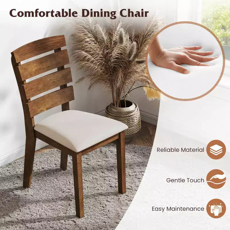 Costway Dining Chair Set of 2/4 Upholstered Kitchen Chair with Slatted High Backrest