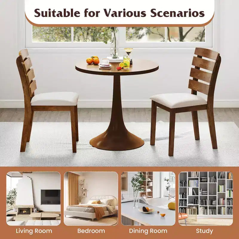 Costway Dining Chair Set of 2/4 Upholstered Kitchen Chair with Slatted High Backrest