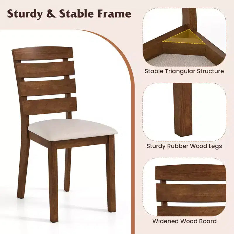 Costway Dining Chair Set of 2/4 Upholstered Kitchen Chair with Slatted High Backrest