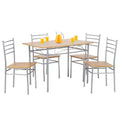 FDW 5 Piece Dining Table Set Ideal for Dining Rooms and Kitchens, Brown