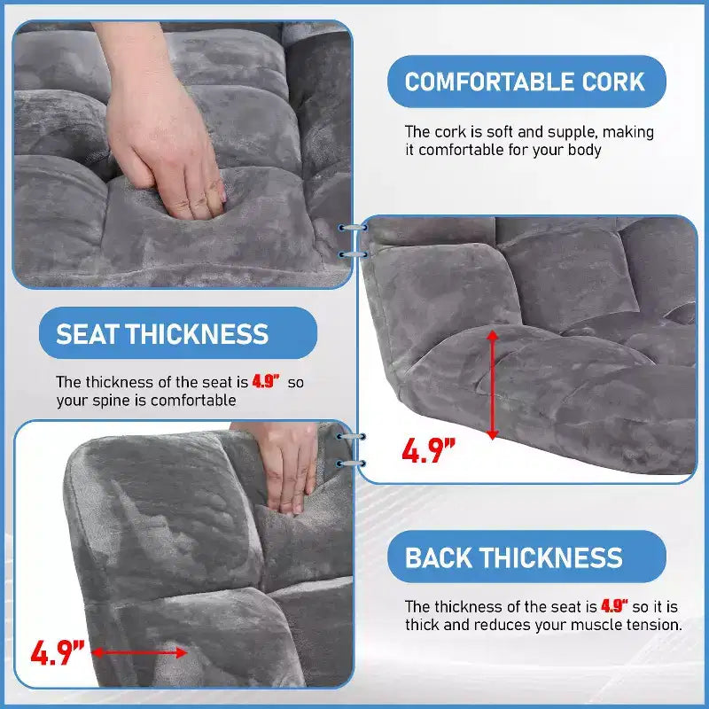 BestMassage Floor Chair Multi-Angle Floor Seating Reading Chair Gaming Chair with Adjustable Back Support, Grey