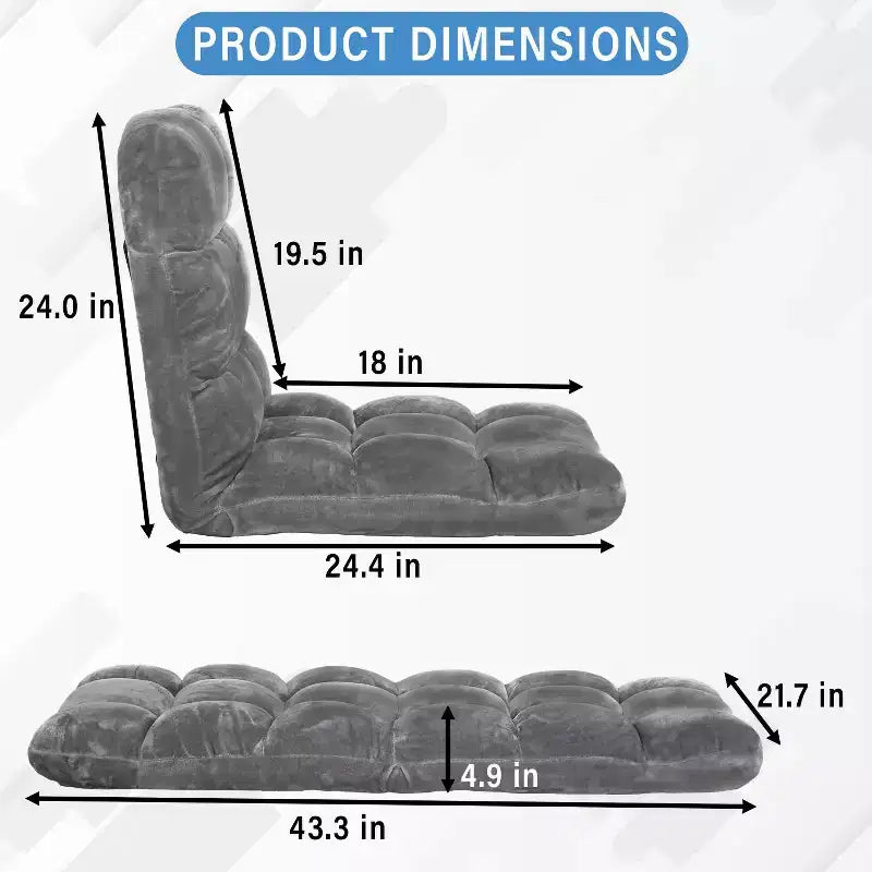 BestMassage Floor Chair Multi-Angle Floor Seating Reading Chair Gaming Chair with Adjustable Back Support, Grey