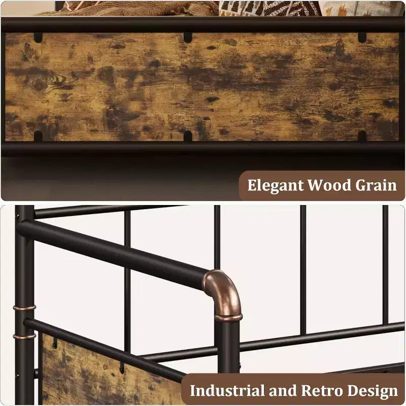 Metal Twin Bed Frame, Twin Daybed with Classic Headboard, No Box Spring Needed, RoomNoise Free, Sofa BedFrame for Living Room