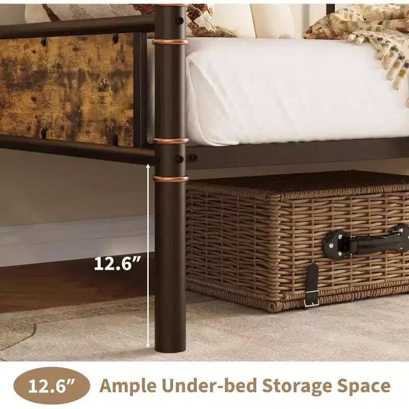 Metal Twin Bed Frame, Twin Daybed with Classic Headboard, No Box Spring Needed, RoomNoise Free, Sofa BedFrame for Living Room