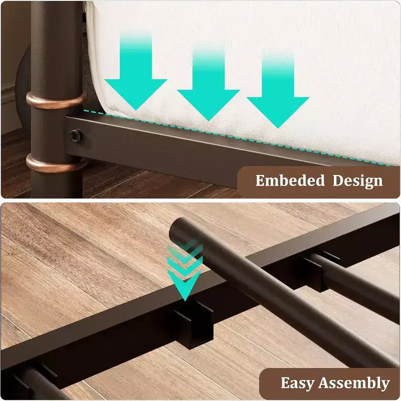 Metal Twin Bed Frame, Twin Daybed with Classic Headboard, No Box Spring Needed, RoomNoise Free, Sofa BedFrame for Living Room