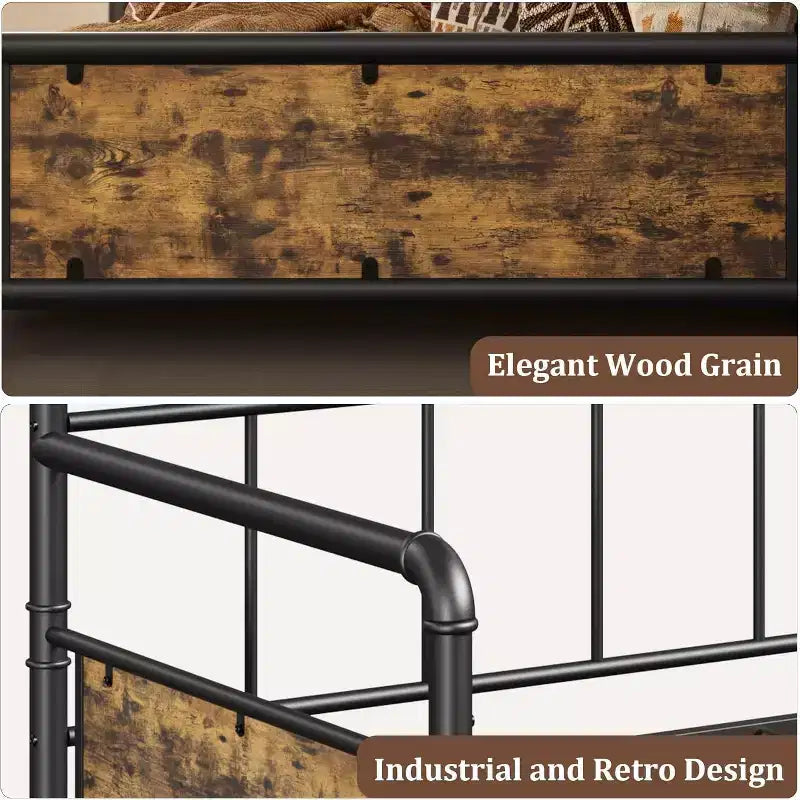 Metal Twin Bed Frame, Twin Daybed with Classic Headboard, No Box Spring Needed, RoomNoise Free, Sofa BedFrame for Living Room