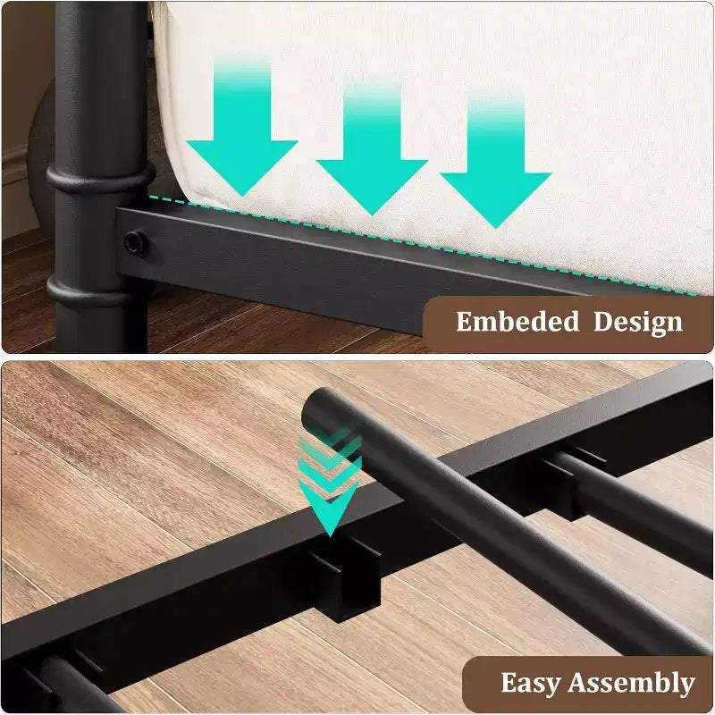 Metal Twin Bed Frame, Twin Daybed with Classic Headboard, No Box Spring Needed, RoomNoise Free, Sofa BedFrame for Living Room