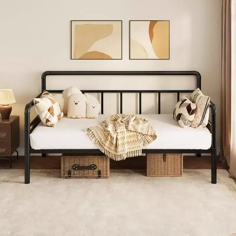 Metal Twin Bed Frame, Twin Daybed with Classic Headboard, No Box Spring Needed, RoomNoise Free, Sofa BedFrame for Living Room