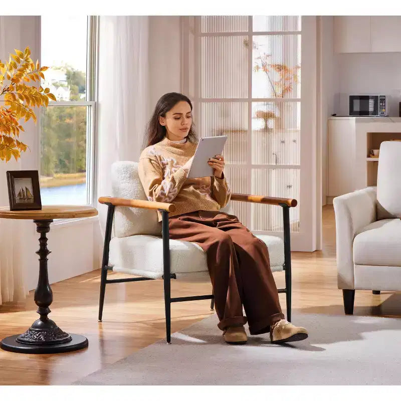 Yaheetech Set of 2 Mid-century Accent Chairs Lounge Chairs with Metal Frame