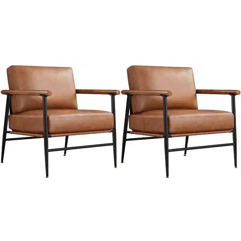 Yaheetech Set of 2 Mid-century Accent Chairs Lounge Chairs with Metal Frame