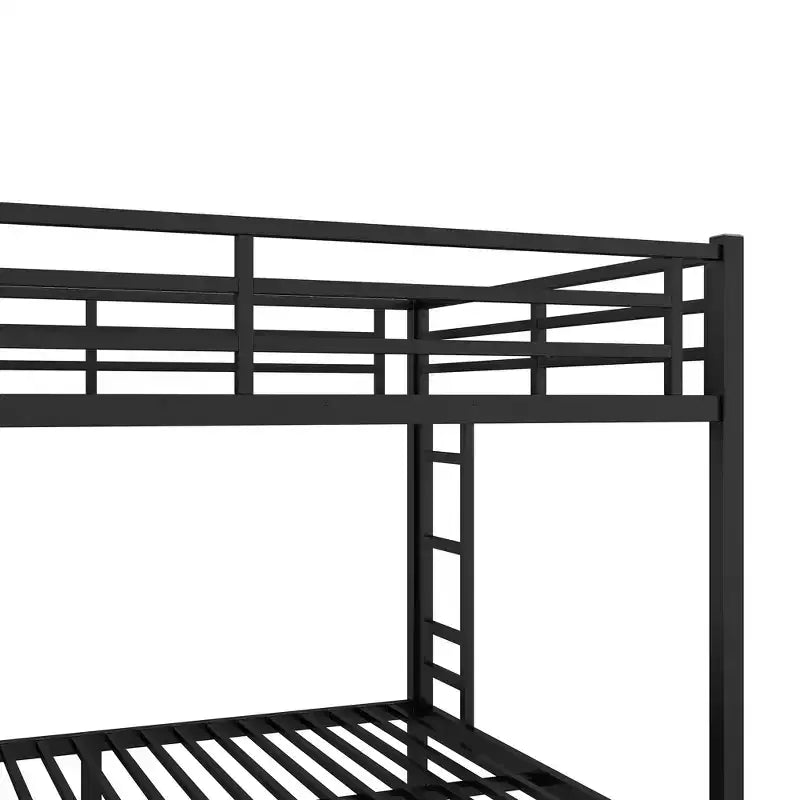 Queen over Queen Metal Bunk Bed for Teens & Adults, Space-Saving Bed Frame, No Box Spring Needed, White/Black - ModernLuxe