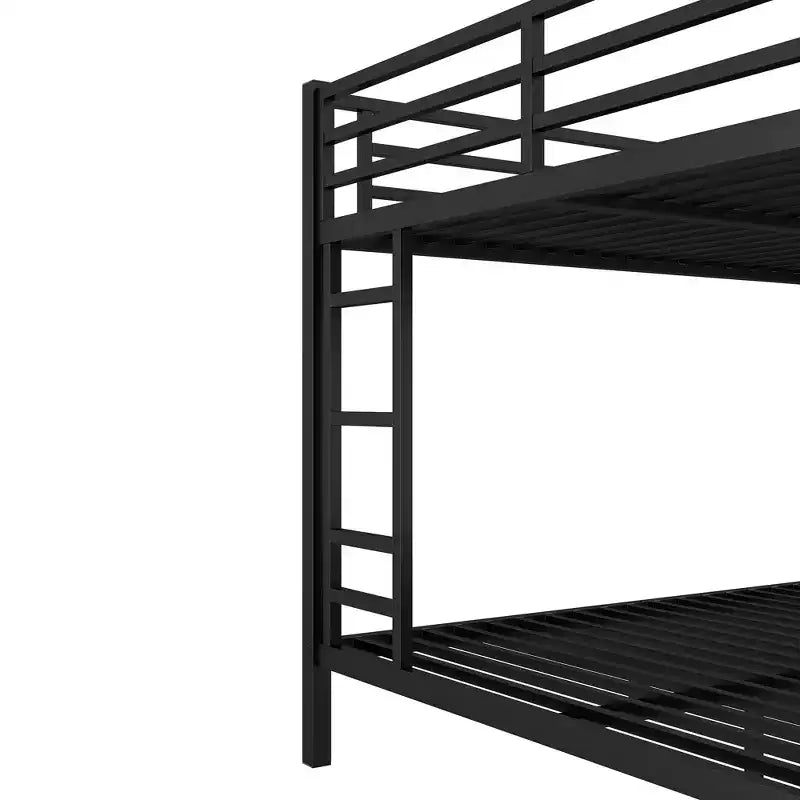 Queen over Queen Metal Bunk Bed for Teens & Adults, Space-Saving Bed Frame, No Box Spring Needed, White/Black - ModernLuxe