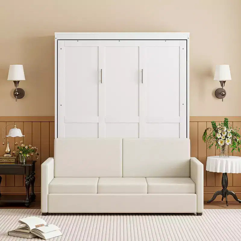 CLIHOME Lit escamotable pleine grandeur avec coussin pour petits espaces