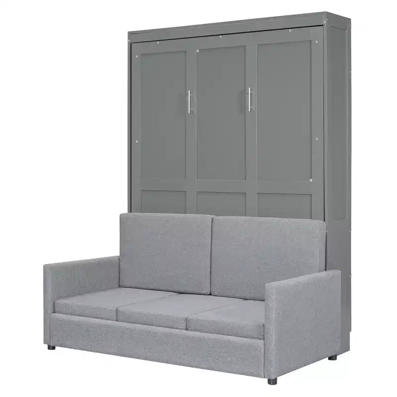 CLIHOME Full Size Murphy Bed Hiddable Wall Bed with Cushion for Small Spaces