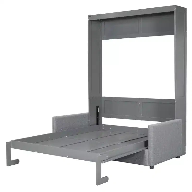 CLIHOME Full Size Murphy Bed Hiddable Wall Bed with Cushion for Small Spaces