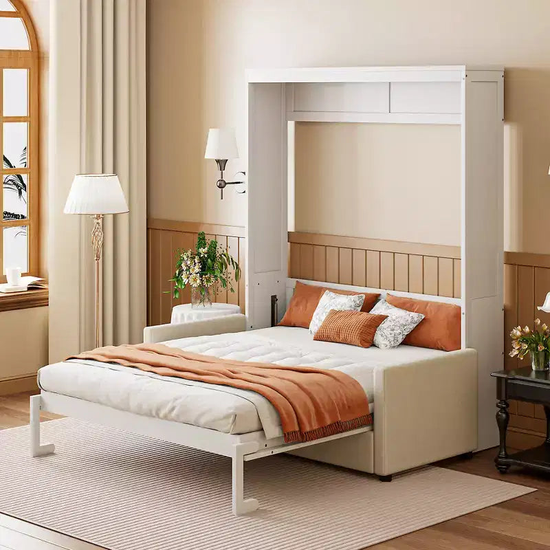 CLIHOME Lit escamotable pleine grandeur avec coussin pour petits espaces