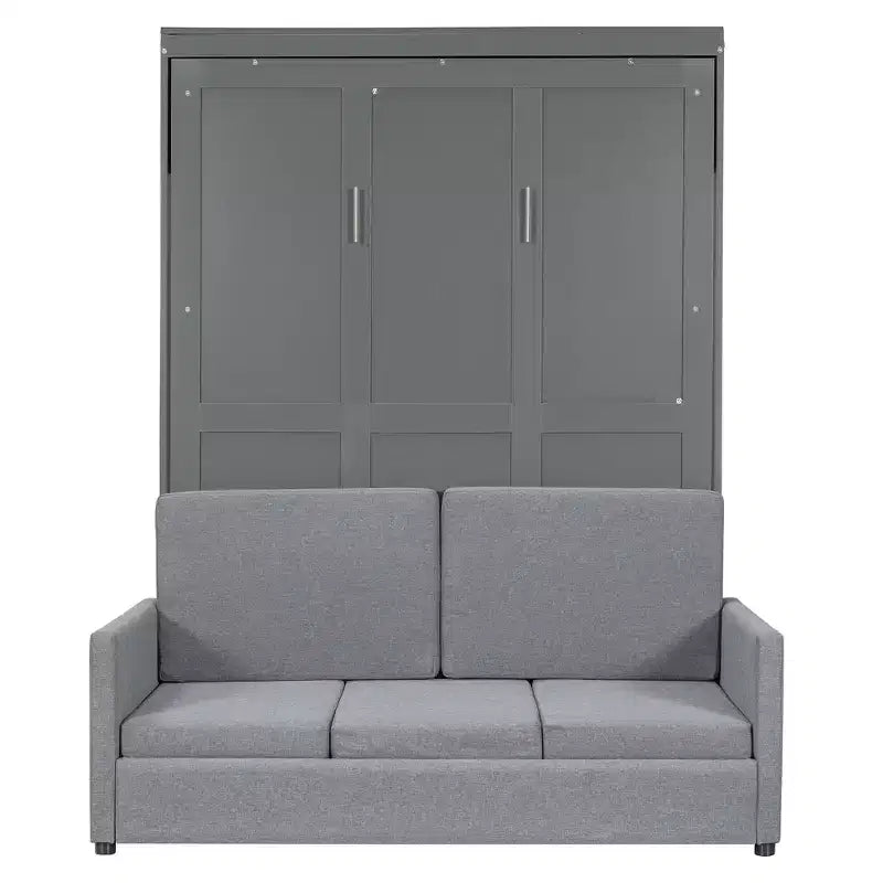 CLIHOME Full Size Murphy Bed Hiddable Wall Bed with Cushion for Small Spaces