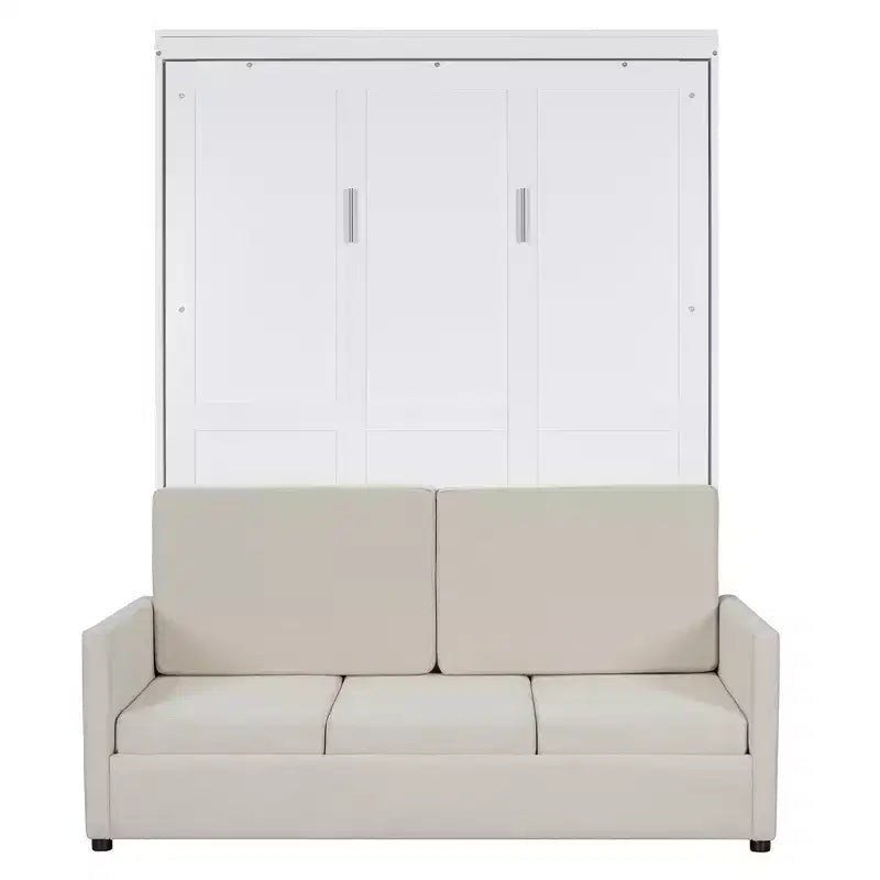 CLIHOME Full Size Murphy Bed Hiddable Wall Bed with Cushion for Small Spaces