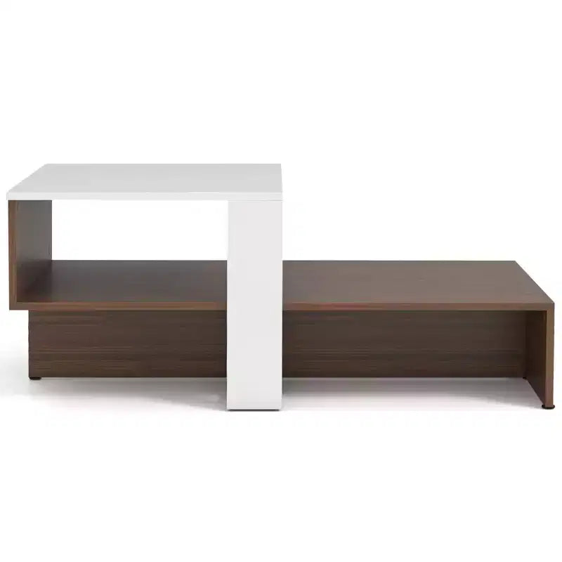 Costway 2-Tier Geometric Coffee Table Center Table with Storage Shelves Home Modern