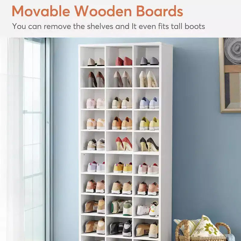 MAYEERTY 10-Tier Shoe Rack 30 Cubbies Fit Small Spaces Entryway Home Decor